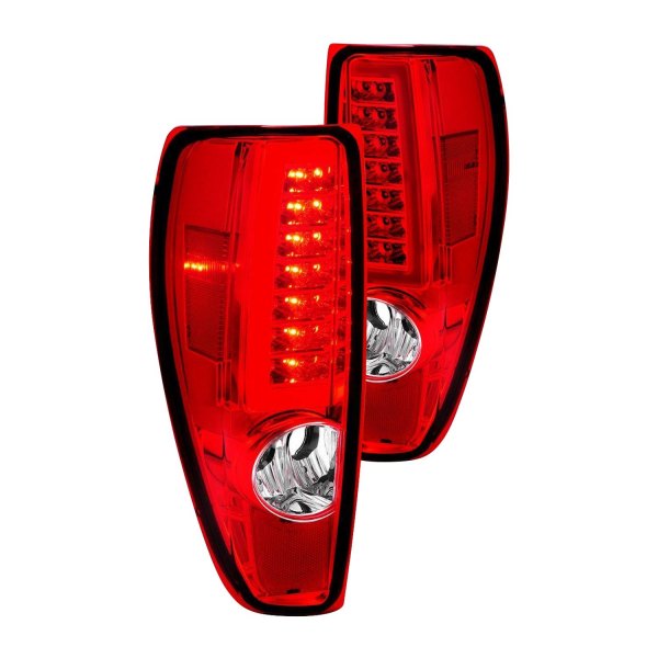 Anzo® - Chrome/Red Fiber Optic LED Tail Lights