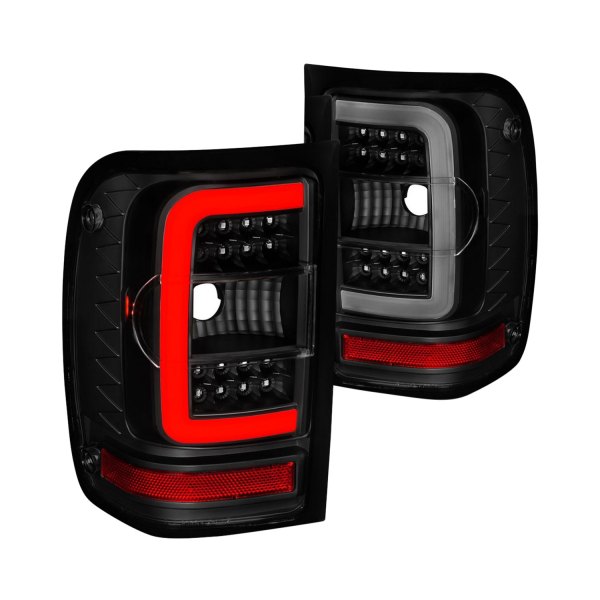 Anzo® - Black/Smoke Fiber Optic LED Tail Lights, Ford Ranger