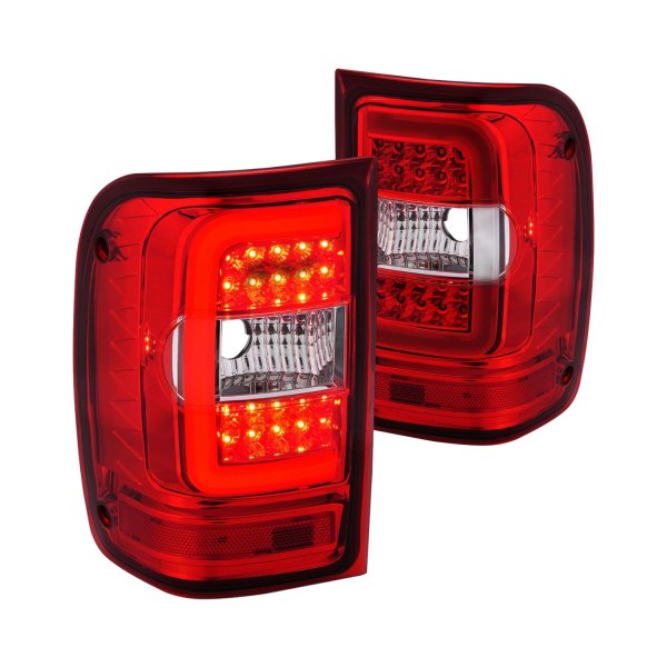 Anzo® - Chrome/Red Fiber Optic LED Tail Lights, Ford Ranger