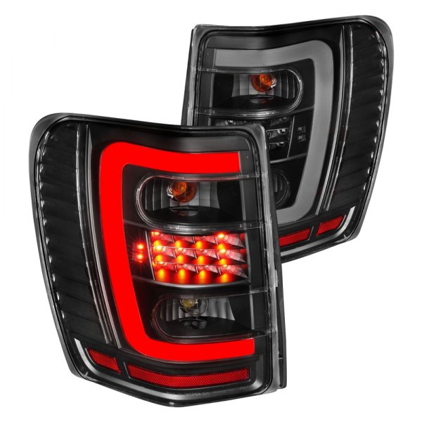 Anzo® - Black Fiber Optic LED Tail Lights, Jeep Grand Cherokee