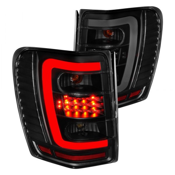 Anzo® - Black/Smoke Fiber Optic LED Tail Lights, Jeep Grand Cherokee