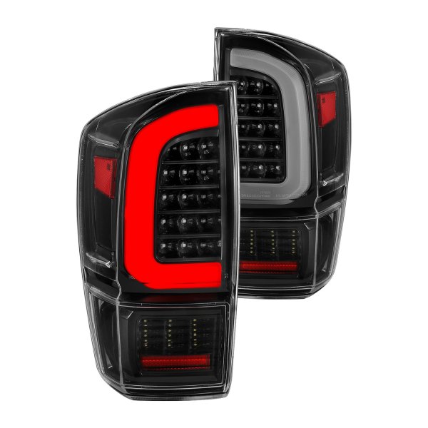 Anzo® - Black Sequential Fiber Optic LED Tail Lights, Toyota Tacoma