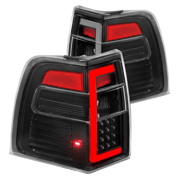 Anzo® - Black Sequential Fiber Optic LED Tail Lights, Ford Expedition