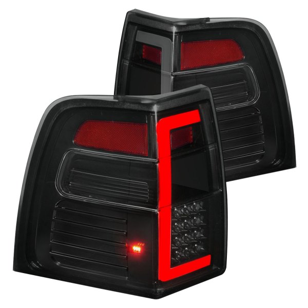Anzo® - Black/Smoke Sequential Fiber Optic LED Tail Lights, Ford Expedition