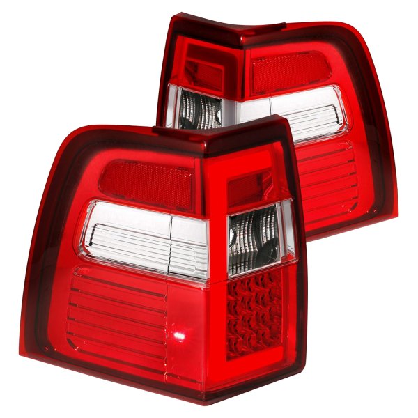 Anzo® - Chrome/Red Sequential Fiber Optic LED Tail Lights, Ford Expedition