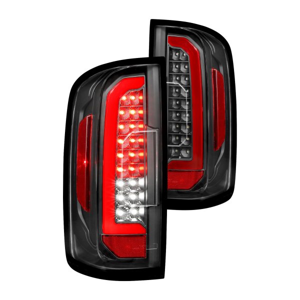 Anzo® - Black Fiber Optic LED Tail Lights, Chevy Colorado