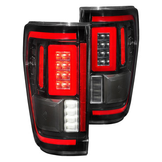 Anzo® - Driver and Passenger Side Black Sequential Fiber Optic LED Tail Lights