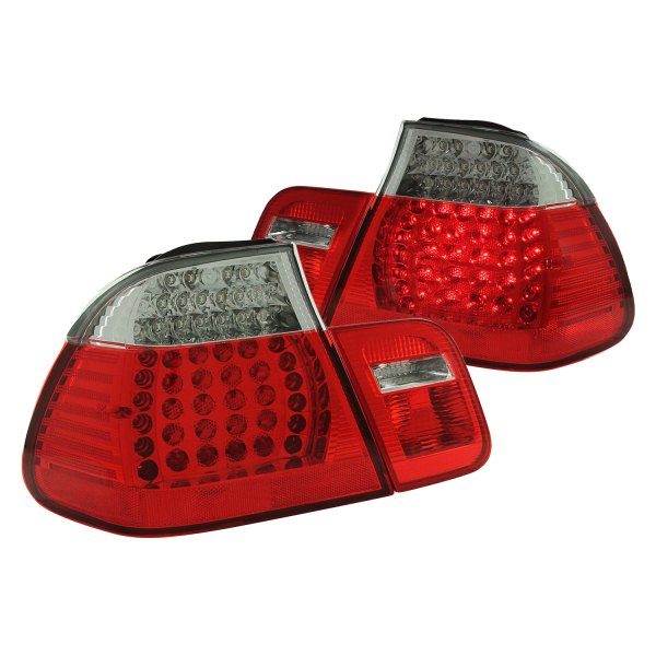 Anzo® - Chrome/Red LED Tail Lights, BMW 3-Series