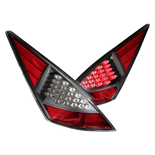 Anzo® - Black/Red LED Tail Lights, Nissan 350Z
