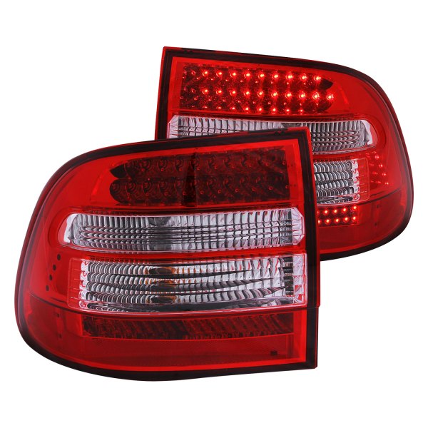 Anzo® - Chrome/Red Fiber Optic LED Tail Lights, Porsche Cayenne