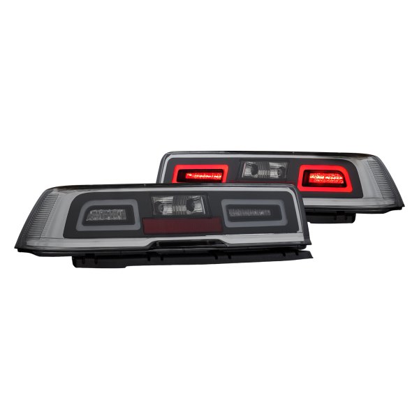 Anzo® - Black/Chrome Smoke Fiber Optic LED Tail Lights, Chevy Camaro