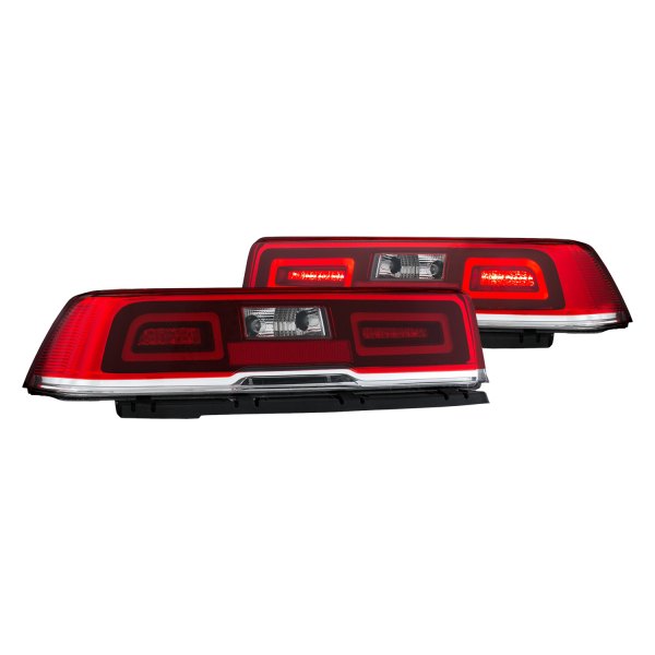 Anzo® - Black/Red Fiber Optic LED Tail Lights, Chevy Camaro