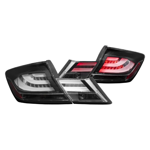 Anzo® - Black Fiber Optic LED Tail Lights, Honda Civic