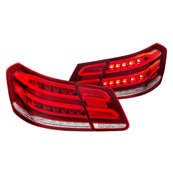 Anzo® - Chrome/Red Fiber Optic LED Tail Lights, Mercedes E Class