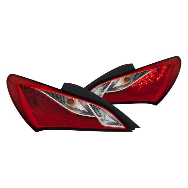 Anzo® - Chrome/Red Fiber Optic LED Tail Lights, Hyundai Genesis Coupe