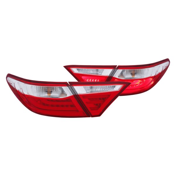 Anzo® - Chrome/Red Fiber Optic LED Tail Lights, Toyota Camry