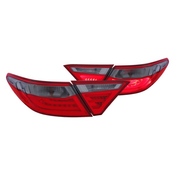 Anzo® - Chrome Red/Smoke Fiber Optic LED Tail Lights, Toyota Camry