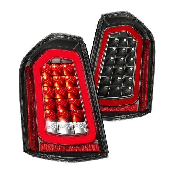 Anzo® - Black Sequential Fiber Optic LED Tail Lights, Chrysler 300