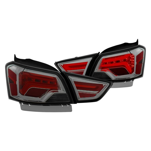 Anzo® - Chrome Red/Smoke Fiber Optic LED Tail Lights, Chevy Impala