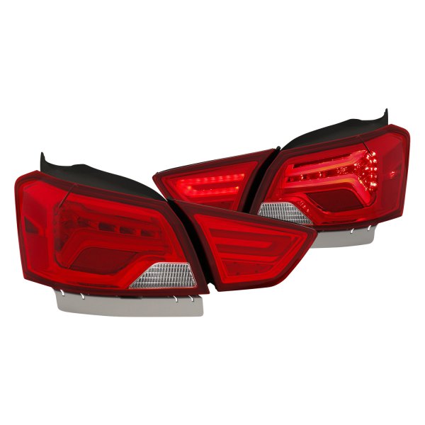 Anzo® - Chrome/Red Fiber Optic LED Tail Lights, Chevy Impala