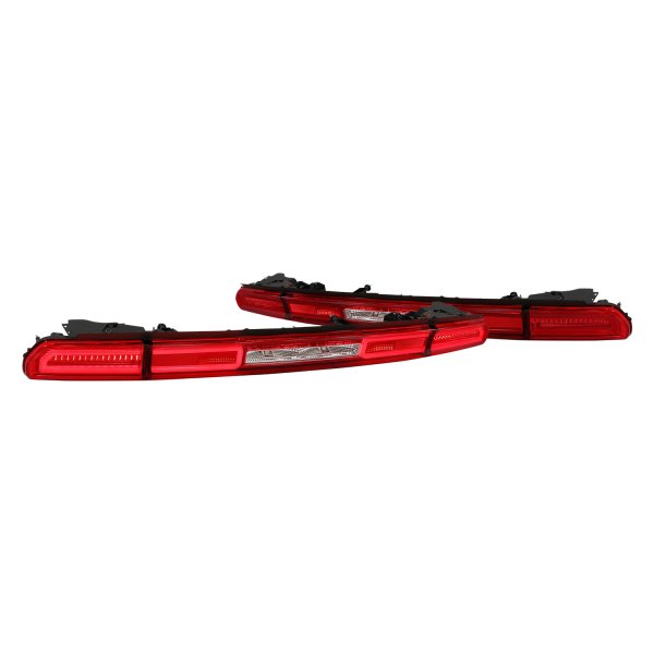 Anzo® - Black Red/Clear Sequential Fiber Optic LED Tail Lights, Dodge Challenger