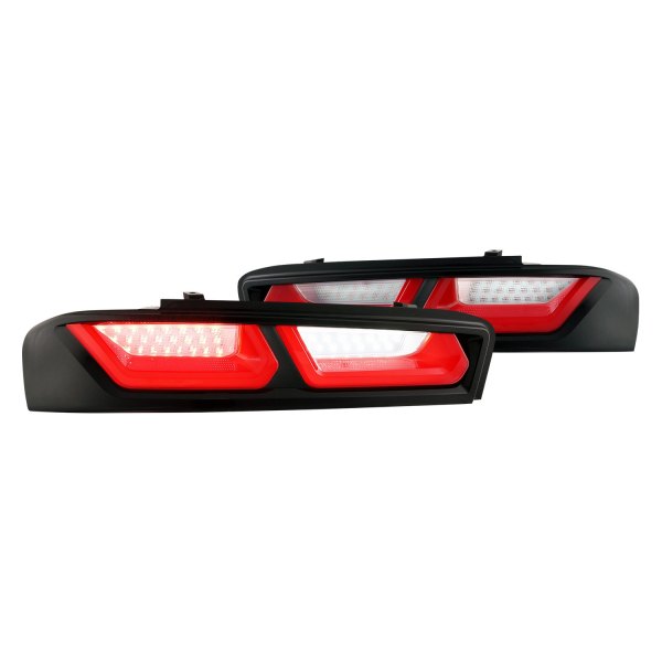 Anzo® - Black/Red Fiber Optic LED Tail Lights, Chevy Camaro