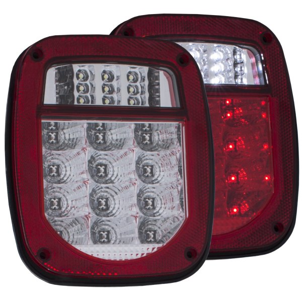 Anzo® - Chrome/Red LED Tail Lights, Jeep Wrangler