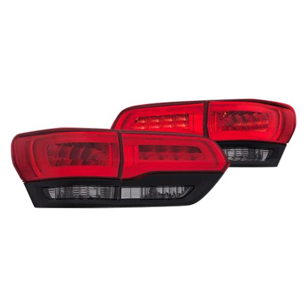 Anzo® - Black Red/Smoke Fiber Optic LED Tail Lights, Jeep Grand Cherokee