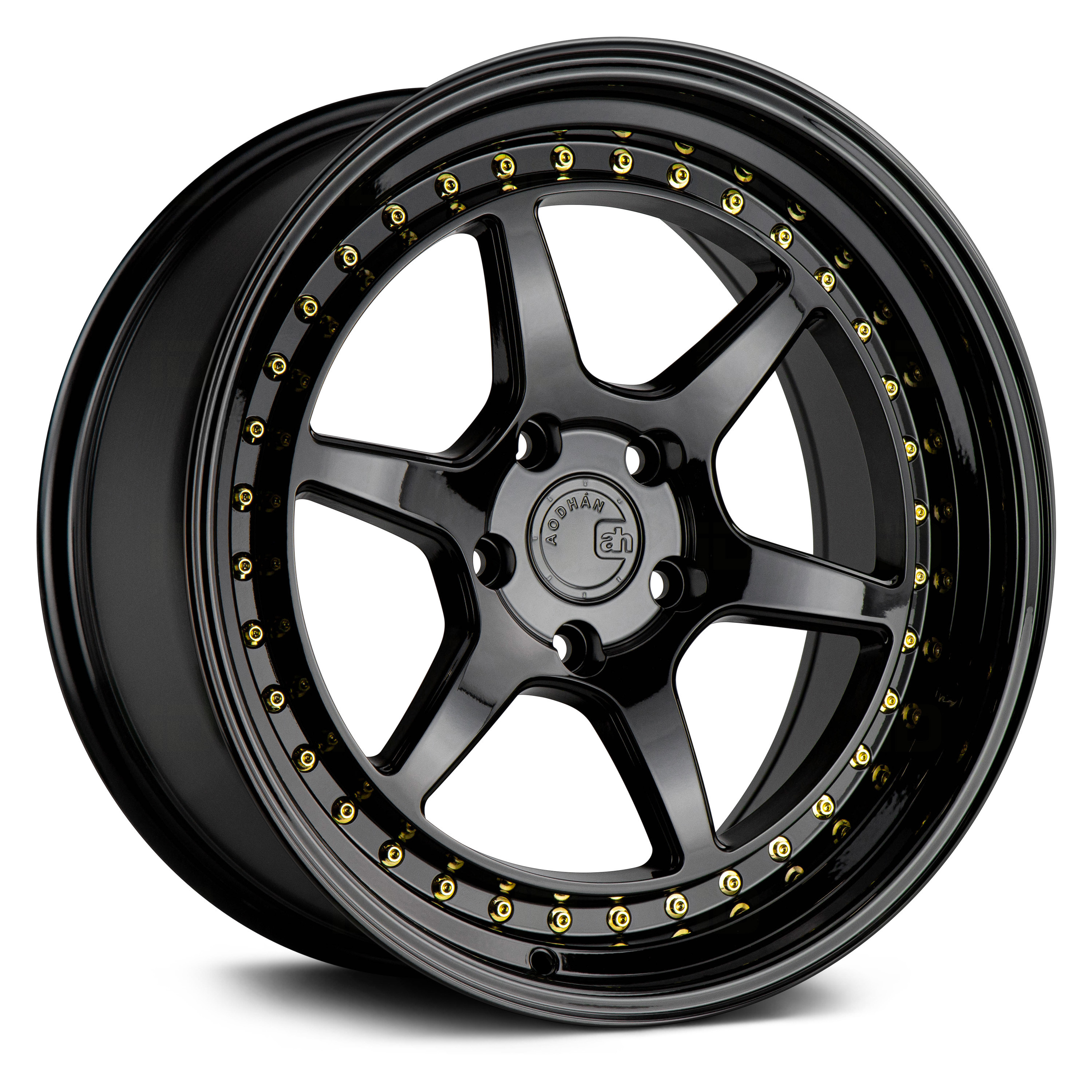 Solol asimocrafts&nerudesignworks 10th記念 AODHAN® DS09 Wheels - Gloss Black with Gold Rivets Rims