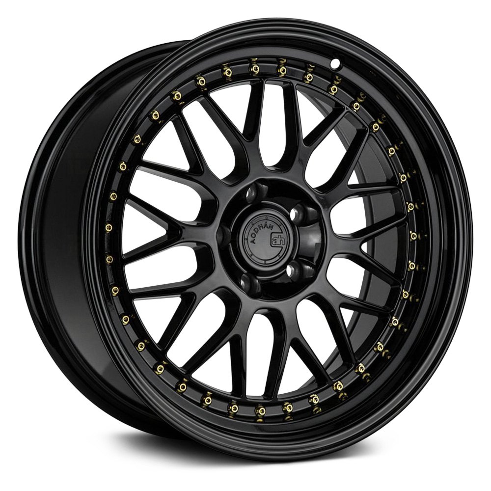 AODHAN® AH02 Wheels Gloss Black with Gold Rivets Rims