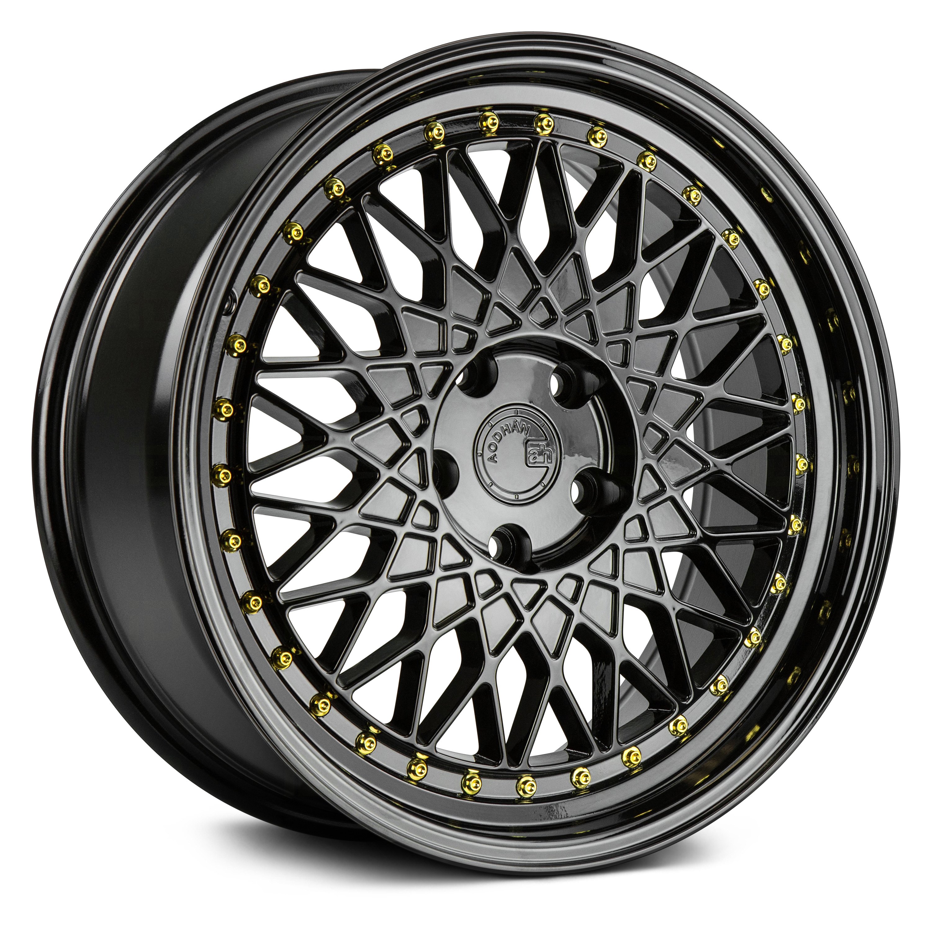 AODHAN® AH05 Wheels - Black with Gold Rivets Rims