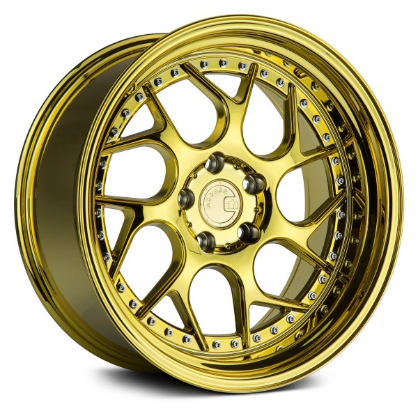 AODHAN WHEELS® - DS-01 Gold Vacuum with Chrome Rivets