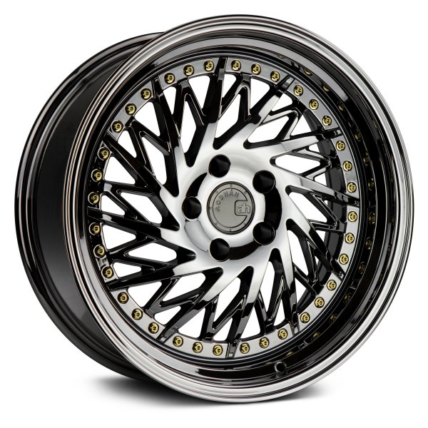 AODHAN WHEELS® - DS-03 Black Vacuum with Gold Rivets