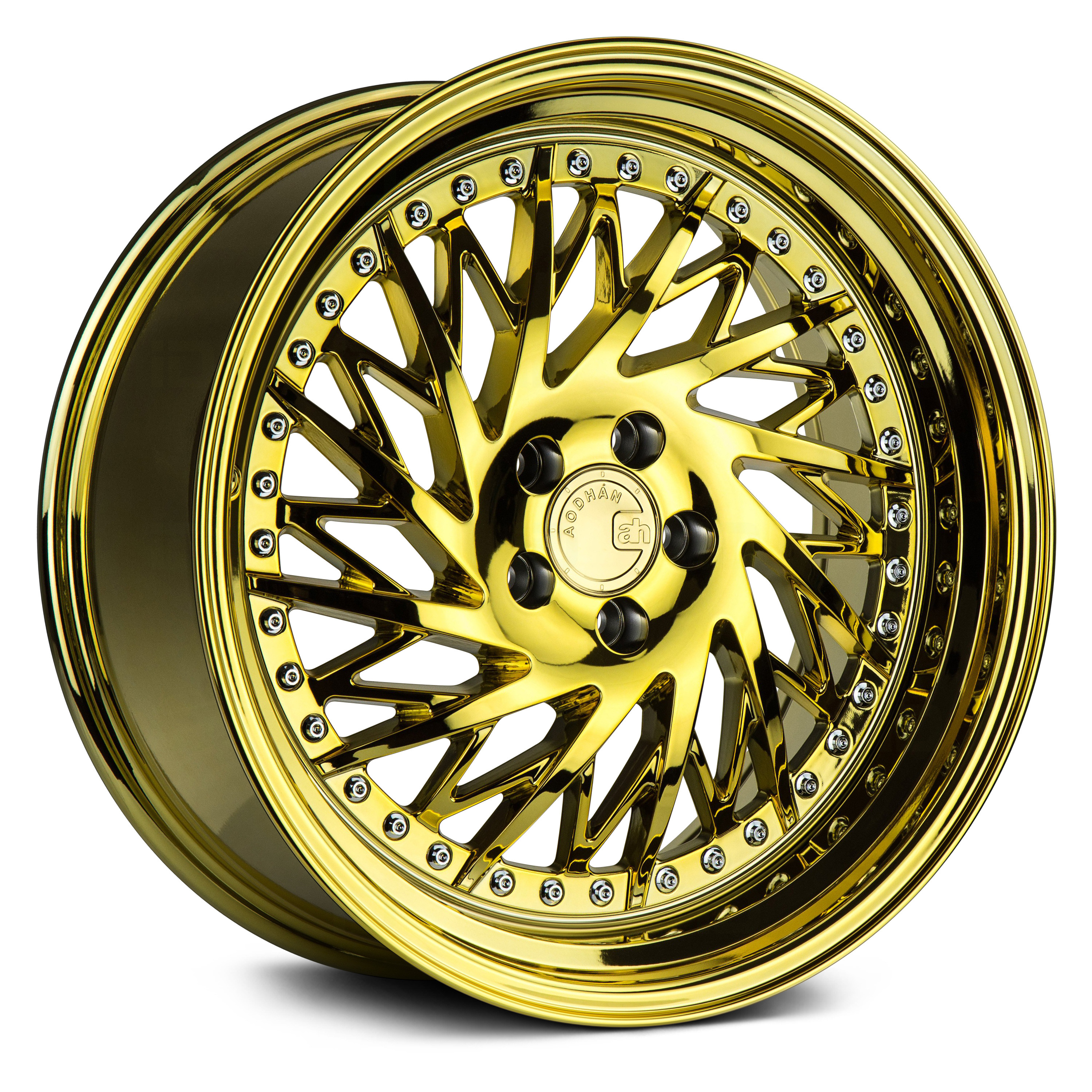 AODHAN® DS03 Wheels - Gold Vacuum with Chrome Rivets Rims