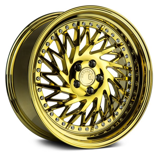 AODHAN WHEELS® - DS-03 Gold Vacuum with Chrome Rivets