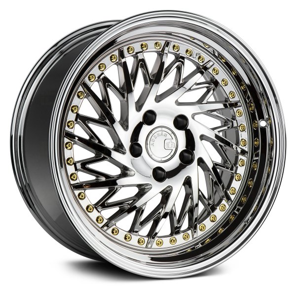 AODHAN WHEELS® - DS-03 Vacuum Chrome with Glod Rivets