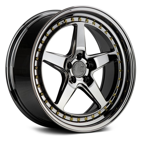 AODHAN WHEELS® - DS-05 Black Vacuum with Gold Rivets
