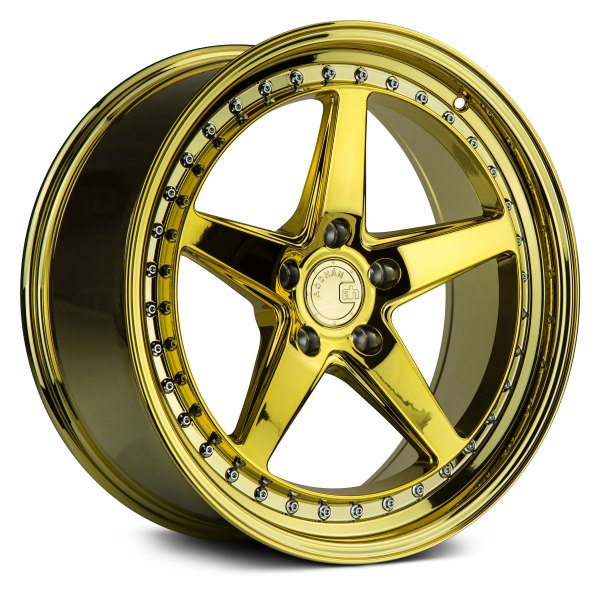 AODHAN WHEELS® - DS-05 Gold Vacuum with Chrome Rivets
