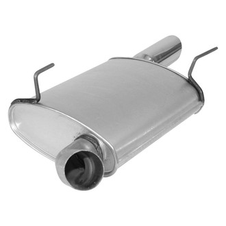 AP Exhaust® - Challenge Series Passenger Side Aluminized Steel Oval Stainless Steel Polished Exhaust Muffler with Inlet Neck and SS Tip