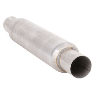 AP Exhaust® - Enforcer Series Aluminized Steel Round Glass Pack Straight Exhaust Muffler with Inlet and Outlet Neck (2.25" Center ID, 2.25" Center OD, 16" Length)