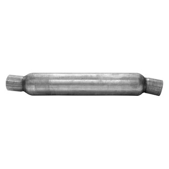 AP Exhaust® - Enforcer Series Aluminized Steel Round Glass Pack Medium Exhaust Muffler with Inlet and Outlet Neck (2.25" Center ID, 2.25" Center OD, 18" Length)