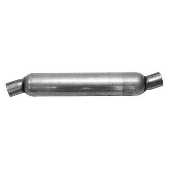 AP Exhaust® - Enforcer Series Aluminized Steel Round Glass Pack Full Exhaust Muffler with Inlet and Outlet Neck (2" Center ID, 2" Center OD, 20" Length)