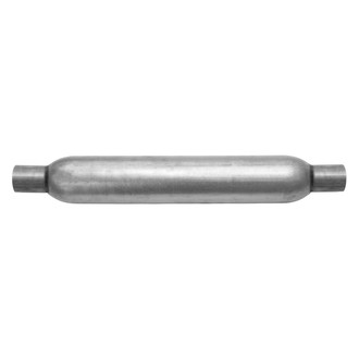AP Exhaust® - Enforcer Series Aluminized Steel Round Glass Pack Straight Exhaust Muffler with Inlet and Outlet Neck (2.25" Center ID, 2.25" Center OD, 30" Length)