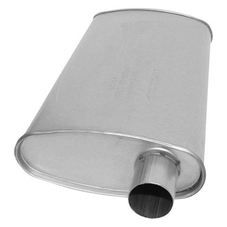 AP Exhaust® - Xlerator Performance Aluminized Steel Oval Exhaust Muffler with Inlet/Outlet Neck (2.25" Offset ID, 2.25" Center OD, 20" Length)
