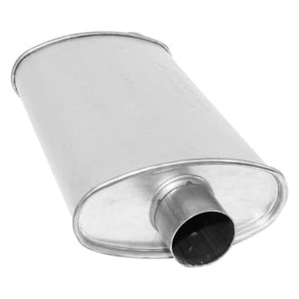 AP Exhaust® - Xlerator Performance Aluminized Steel Oval Exhaust Muffler with Inlet/Outlet Neck (2.5" Offset ID, 2.5" Center OD, 14" Length)