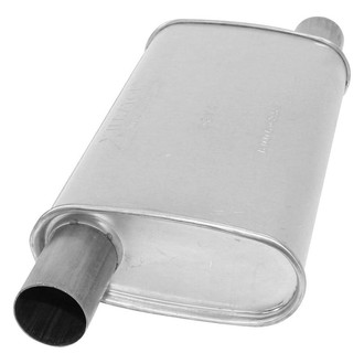 AP Exhaust® - Xlerator Performance Aluminized Steel Oval Exhaust Muffler with Inlet/Outlet Neck (2" Offset ID, 2" Offset OD, 14" Length)