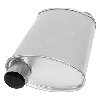 AP Exhaust® - Xlerator Performance Aluminized Steel Oval Exhaust Muffler with Inlet/Outlet Neck (2.25" Offset ID, 2.25" Offset OD, 14" Length)