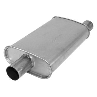 AP Exhaust® - Xlerator Performance Aluminized Steel Oval Exhaust Muffler with Inlet/Outlet Neck (2" Offset ID, 2" Center OD, 14" Length)