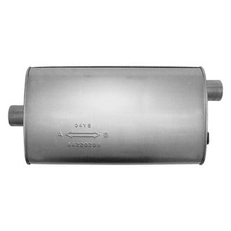 AP Exhaust® - MSL Maximum Front Aluminized Steel Oval Direct Fit Exhaust Muffler with Inlet / Outlet Neck