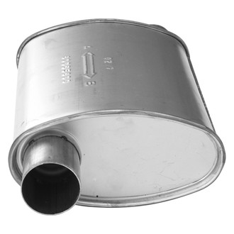 AP Exhaust® - MSL Maximum Aluminized Steel Passenger Side Oval Direct-Fit Exhaust Muffler with Inlet/Outlet Neck